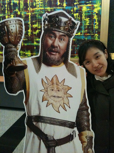 At the lobby of theater for Musical Spamalot