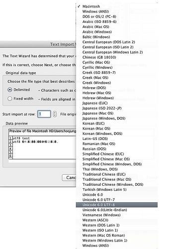 Excel for Mac menu
